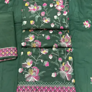 লতা পাতা সুতার কাজ করা-গ্রীন কালার