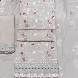 লতা পাতা সুতার কাজ করা- বিস্কেট কালার