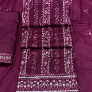 সুতি লম্বা স্টাইপ কাজ করা  ড্রাগন  কালার