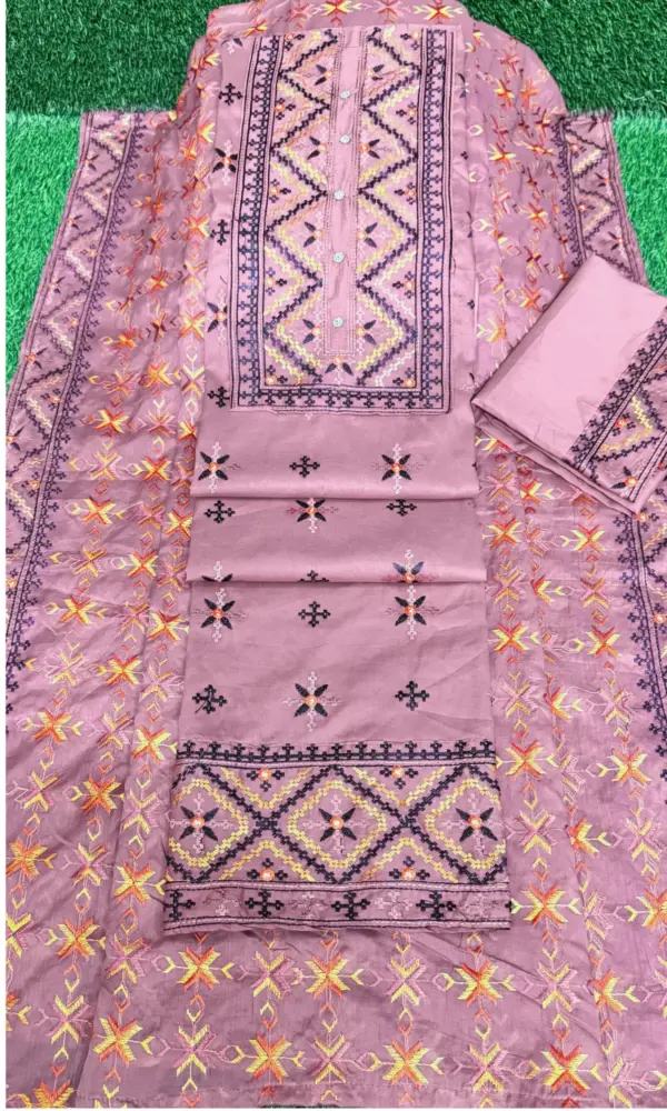 জামদানি স্টাইল - ৩ লাইট পিয়াজ কালার