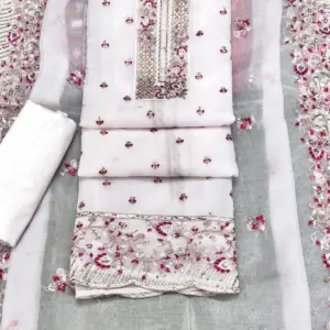 বারি কাজের ওড়না,,, সাদা কালার