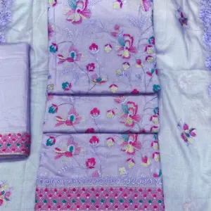 লতা পাতা সুতার কাজ করা - কস্তরি ফুল কালার