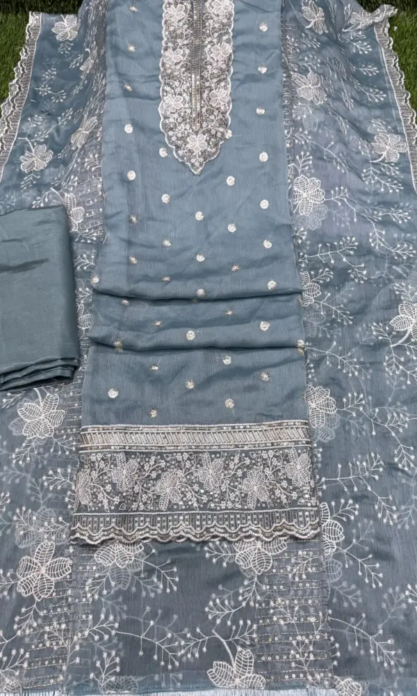 D - 0111 - ডায়মন্ড জর্জেট - আকাশী কালার