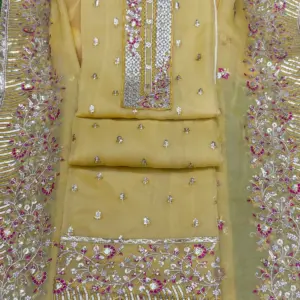 বারি কাজের ওড়না,,,  হলুদ কালার