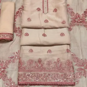 D- 00146 - বিস্কেট কালার  ✅ {মিষ্টি কালার সুতার কাজ }